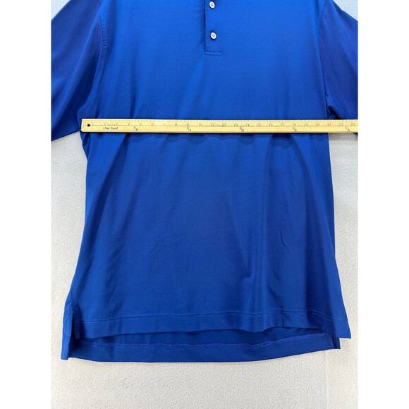 Foot Joy Polo Golf Shirt Men's XL Blue Micro Feeder Stripe Lisle Short Sleeve - Picture 9 of 9